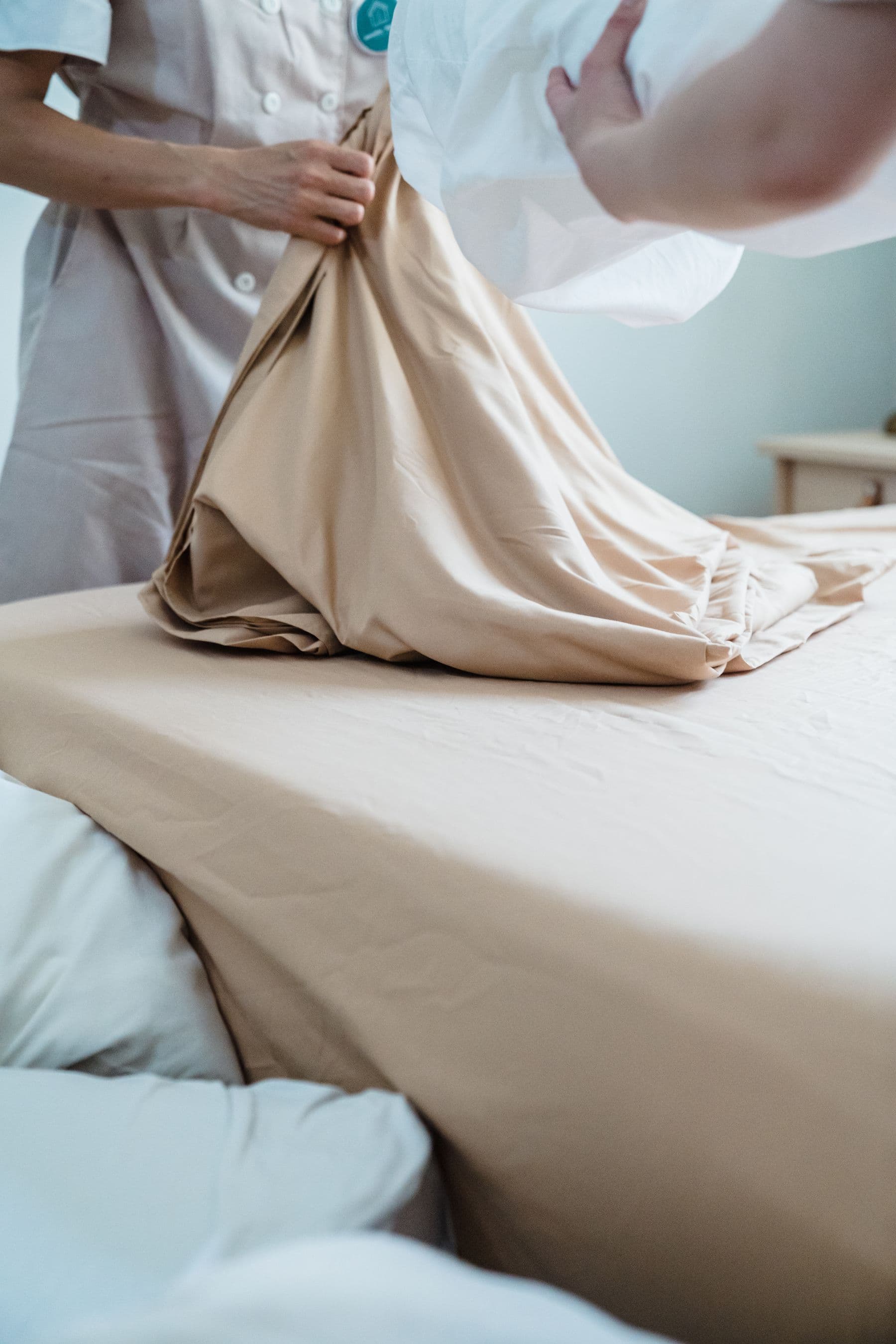 Bed with clean linens